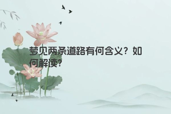 梦见两条道路有何含义？如何解读？