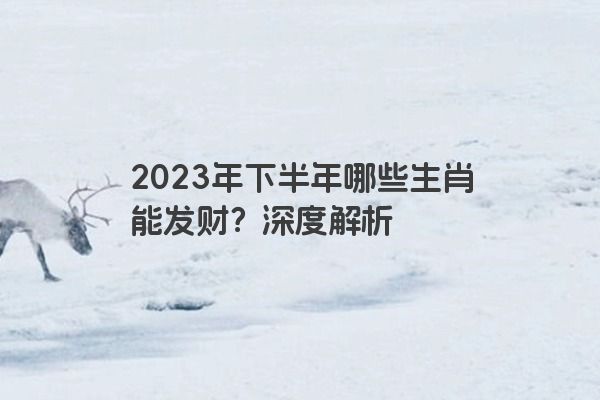 2023年下半年哪些生肖能发财？深度解析