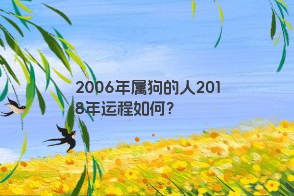 2006年属狗的人2018年运程如何？