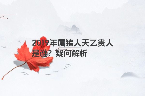2019年属猪人天乙贵人是谁？疑问解析