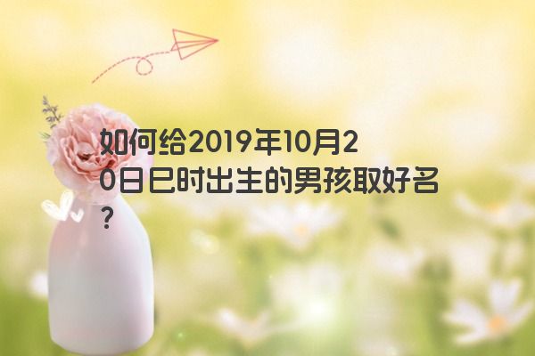 如何给2019年10月20日巳时出生的男孩取好名？