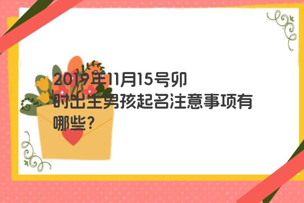 2019年11月15号卯时出生男孩起名注意事项有哪些？