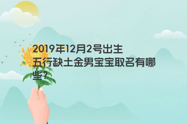2019年12月2号出生五行缺土金男宝宝取名有哪些? 2019年12月2号出生五行缺土金男宝宝取名有哪些?