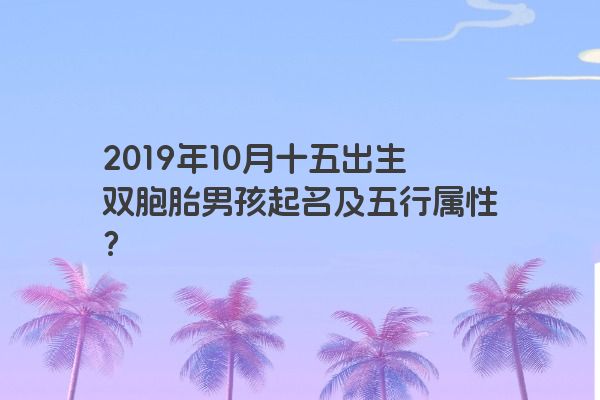 2019年10月十五出生双胞胎男孩起名及五行属性？