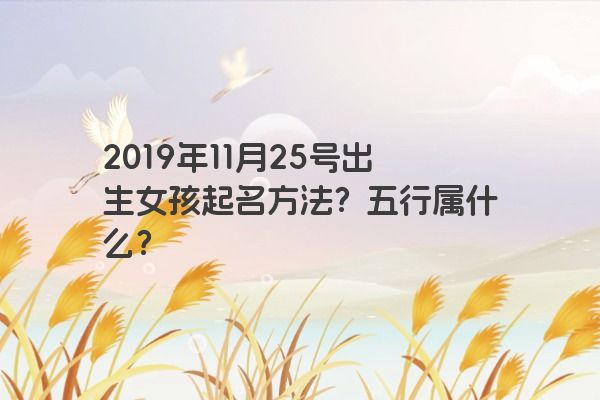 2019年11月25号出生女孩起名方法？五行属什么？