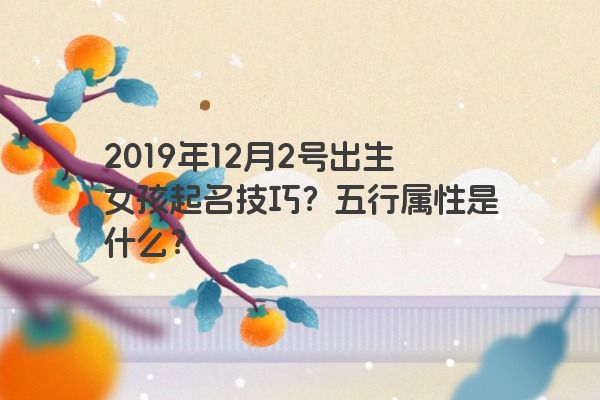 2019年12月2号出生女孩起名技巧?五行属性是什么? 2019年12月2号出生女孩起名技巧?五行属性是什么?