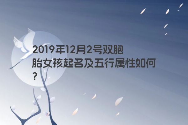 2019年12月2号双胞胎女孩起名及五行属性如何? 2019年12月2号双胞胎女孩起名及五行属性如何?
