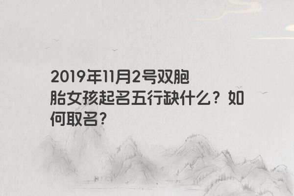 2019年11月2号双胞胎女孩起名五行缺什么？如何取名？