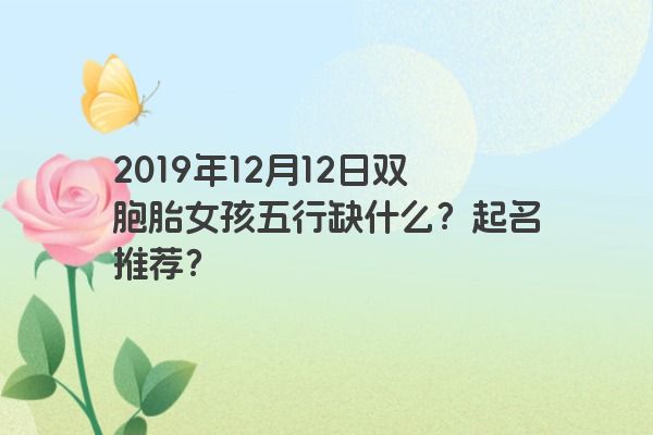2019年12月12日双胞胎女孩五行缺什么？起名推荐？
