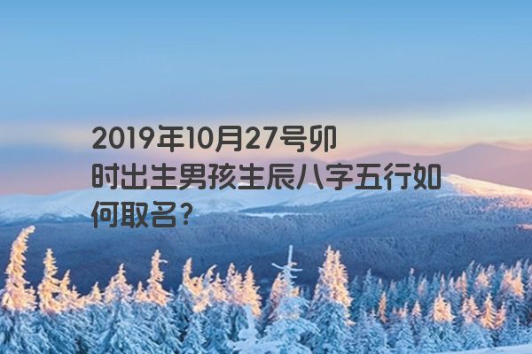 2019年10月27号卯时出生男孩生辰八字五行如何取名？