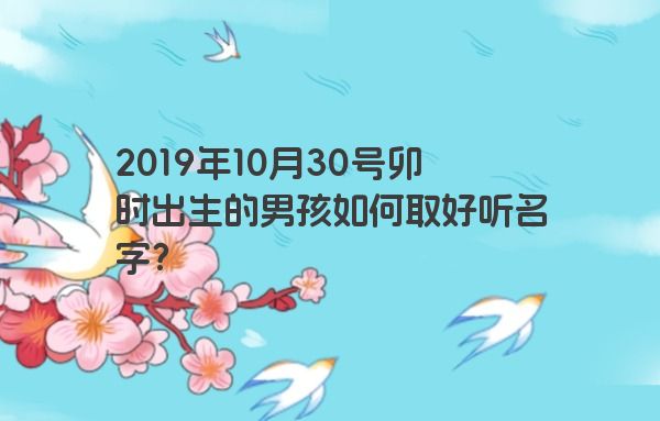 2019年10月30号卯时出生的男孩如何取好听名字？