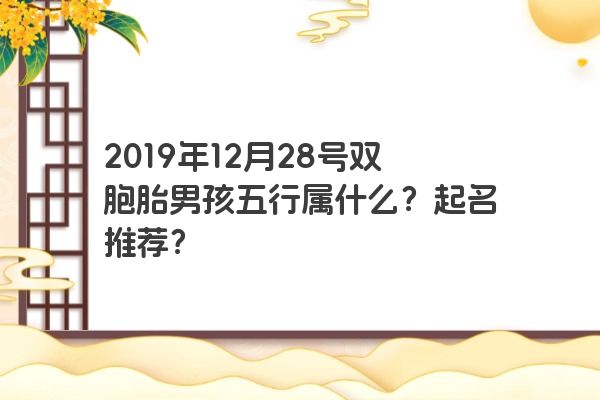 2019年12月28号双胞胎男孩五行属什么?起名推荐? 2019年12月28号双胞胎男孩五行属什么?起名推荐?