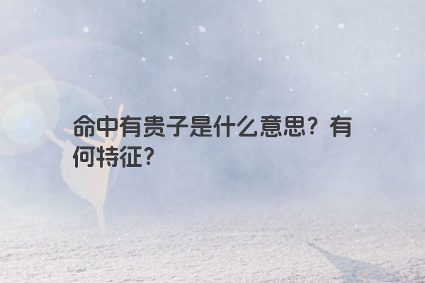 命中有贵子是什么意思?有何特征? 命中有贵子是什么意思?有何特征?