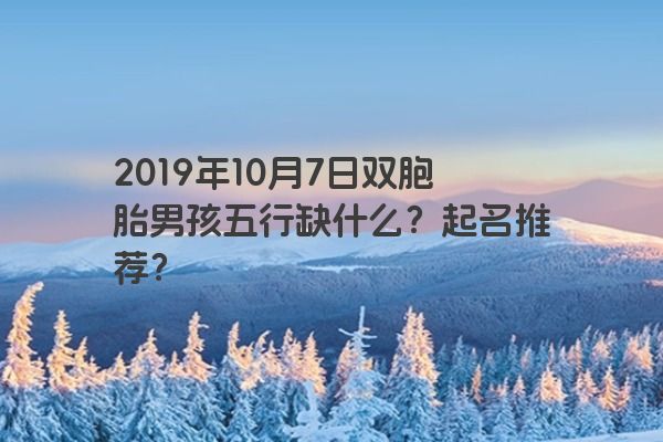 2019年10月7日双胞胎男孩五行缺什么？起名推荐？