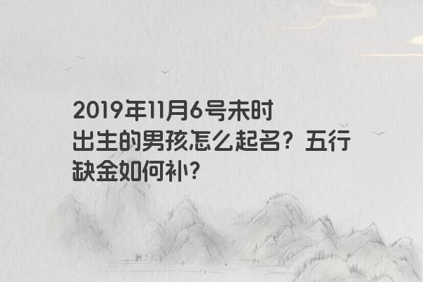 2019年11月6号未时出生的男孩怎么起名？五行缺金如何补？