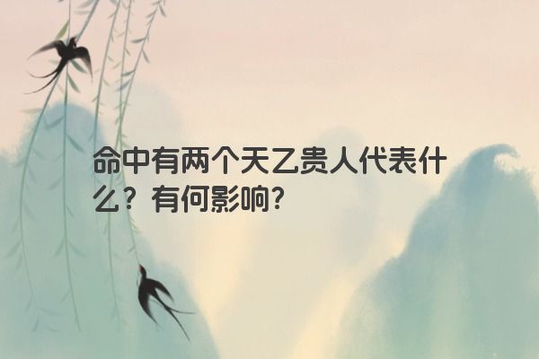 命中有两个天乙贵人代表什么？有何影响？