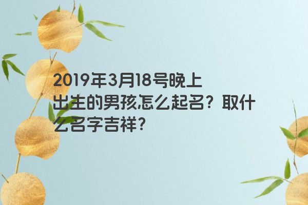 2019年3月18号晚上出生的男孩怎么起名?取什么名字吉祥? 2019年3月18号晚上出生的男孩怎么起名?取什么名字吉祥?