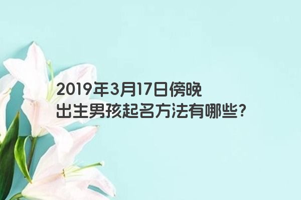 2019年3月17日傍晚出生男孩起名方法有哪些？