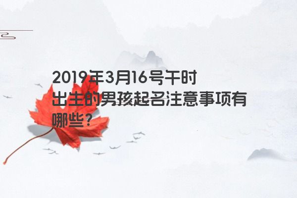 2019年3月16号午时出生的男孩起名注意事项有哪些? 2019年3月16号午时出生的男孩起名注意事项有哪些?
