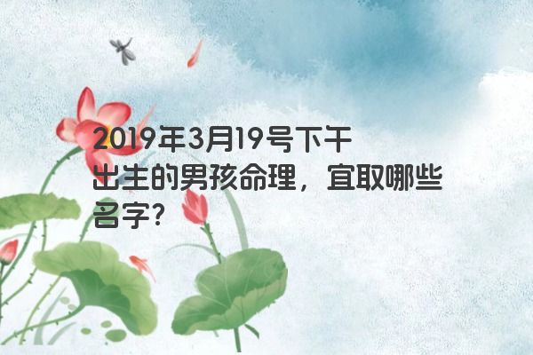 2019年3月19号下午出生的男孩命理，宜取哪些名字？