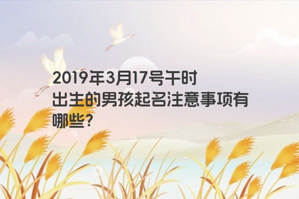 2019年3月17号午时出生的男孩起名注意事项有哪些？
