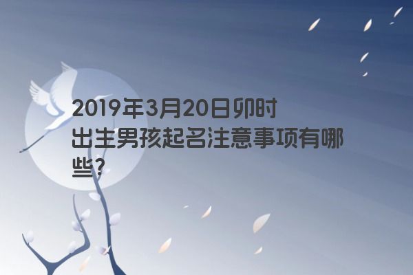 2019年3月20日卯时出生男孩起名注意事项有哪些？