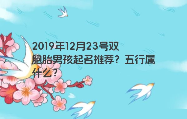 2019年12月23号双胞胎男孩起名推荐?五行属什么? 2019年12月23号双胞胎男孩起名推荐?五行属什么?
