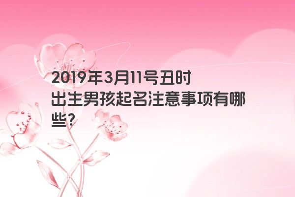 2019年3月11号丑时出生男孩起名注意事项有哪些? 2019年3月11号丑时出生男孩起名注意事项有哪些?