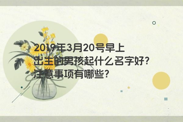 2019年3月20号早上出生的男孩起什么名字好？注意事项有哪些？