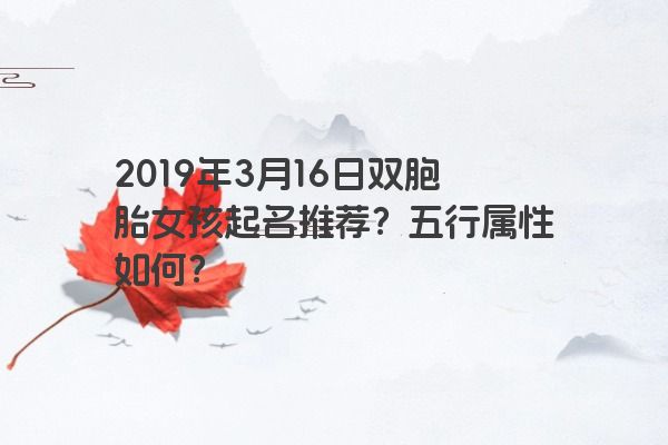2019年3月16日双胞胎女孩起名推荐？五行属性如何？