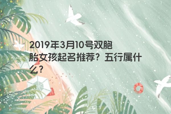 2019年3月10号双胞胎女孩起名推荐?五行属什么? 2019年3月10号双胞胎女孩起名推荐?五行属什么?