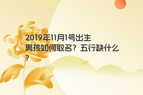 2019年11月1号出生男孩如何取名？五行缺什么？