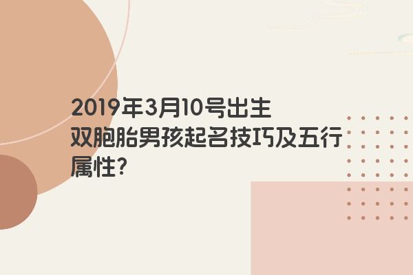 2019年3月10号出生双胞胎男孩起名技巧及五行属性? 2019年3月10号出生双胞胎男孩起名技巧及五行属性?