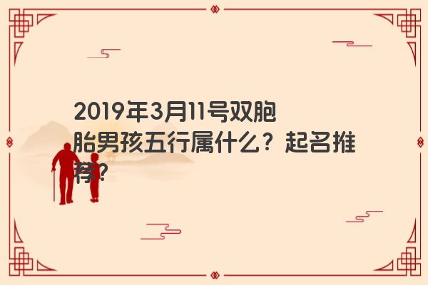 2019年3月11号双胞胎男孩五行属什么？起名推荐？