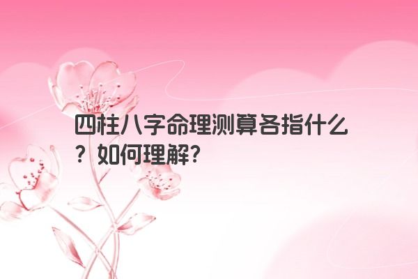 四柱八字命理测算各指什么？如何理解？