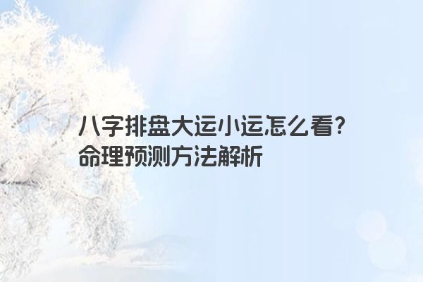 八字排盘大运小运怎么看？命理预测方法解析