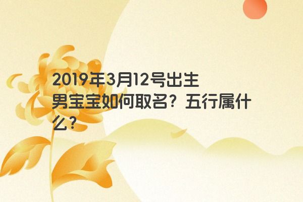 2019年3月12号出生男宝宝如何取名?五行属什么? 2019年3月12号出生男宝宝如何取名?五行属什么?