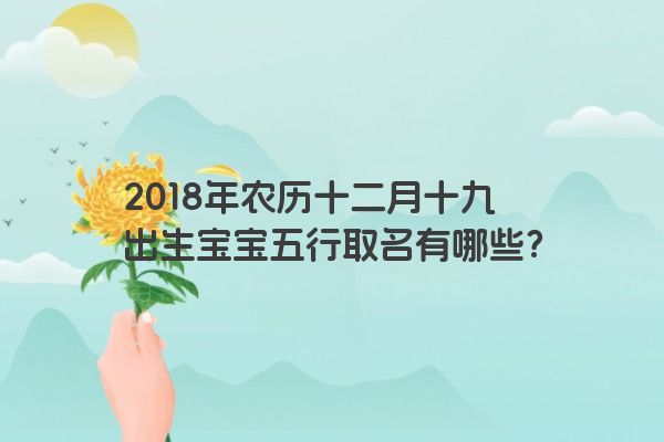 2018年农历十二月十九出生宝宝五行取名有哪些？