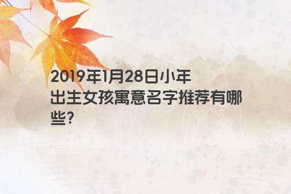 2019年1月28日小年出生女孩寓意名字推荐有哪些？