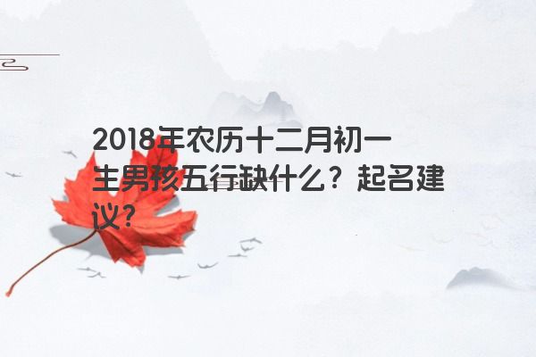 2018年农历十二月初一生男孩五行缺什么？起名建议？