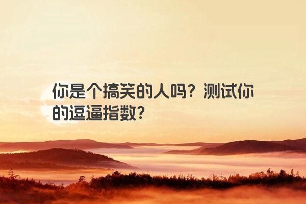 你是个搞笑的人吗?测试你的逗逼指数? 你是个搞笑的人吗?测试你的逗逼指数?