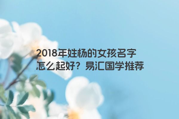 2018年姓杨的女孩名字怎么起好？易汇国学推荐