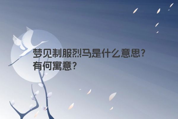 梦见制服烈马是什么意思？有何寓意？