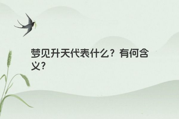 梦见升天代表什么?有何含义? 梦见升天代表什么?有何含义?