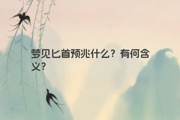 梦见匕首预兆什么?有何含义? 梦见匕首预兆什么?有何含义?