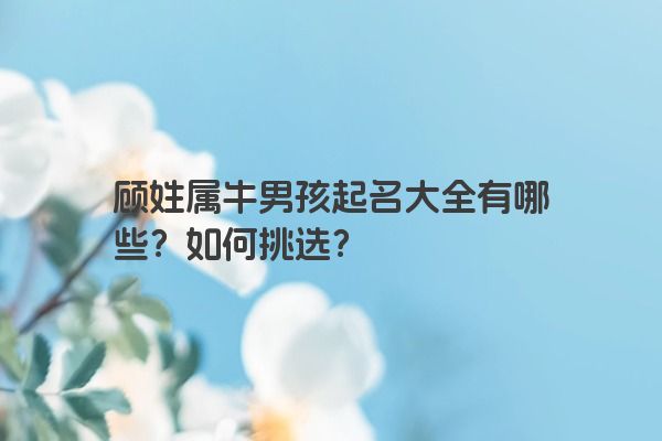 顾姓属牛男孩起名大全有哪些？如何挑选？
