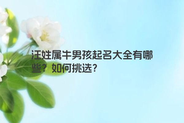 汪姓属牛男孩起名大全有哪些？如何挑选？