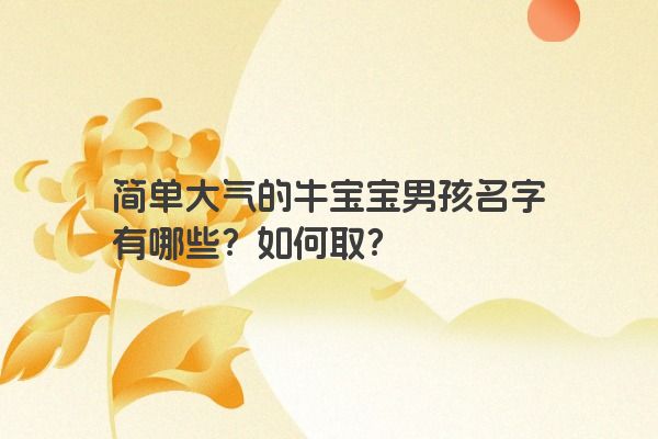 简单大气的牛宝宝男孩名字有哪些？如何取？