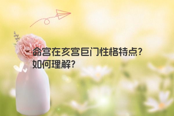 命宫在亥宫巨门性格特点?如何理解? 命宫在亥宫巨门性格特点?如何理解?