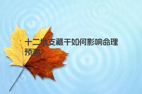 十二地支藏干如何影响命理预测? 十二地支藏干如何影响命理预测?